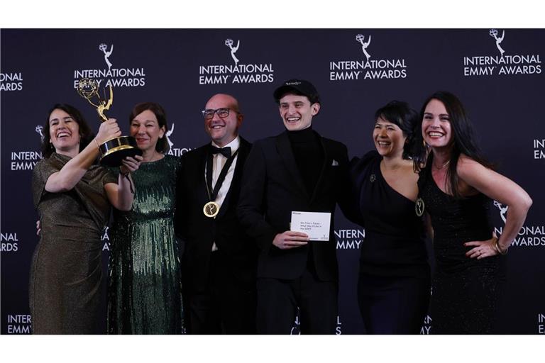 Das Team der Kinderserie „Auf Fritzis Spuren“ bei den Emmy-Awards.