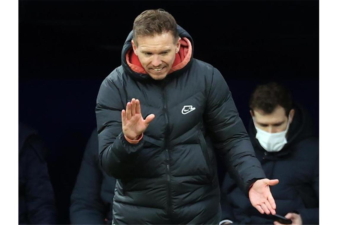 Leipzig in Bielefeld unter Druck: Sieg für Bayern-Showdown Das Team von Leipzig-Trainer Julian Nagelsmann steht in Bielefeld unter Druck. Foto: Jan Woitas/dpa-Zentralbild/dpa