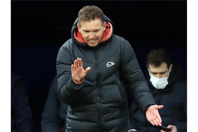 Das Team von Leipzig-Trainer Julian Nagelsmann steht in Bielefeld unter Druck. Foto: Jan Woitas/dpa-Zentralbild/dpa