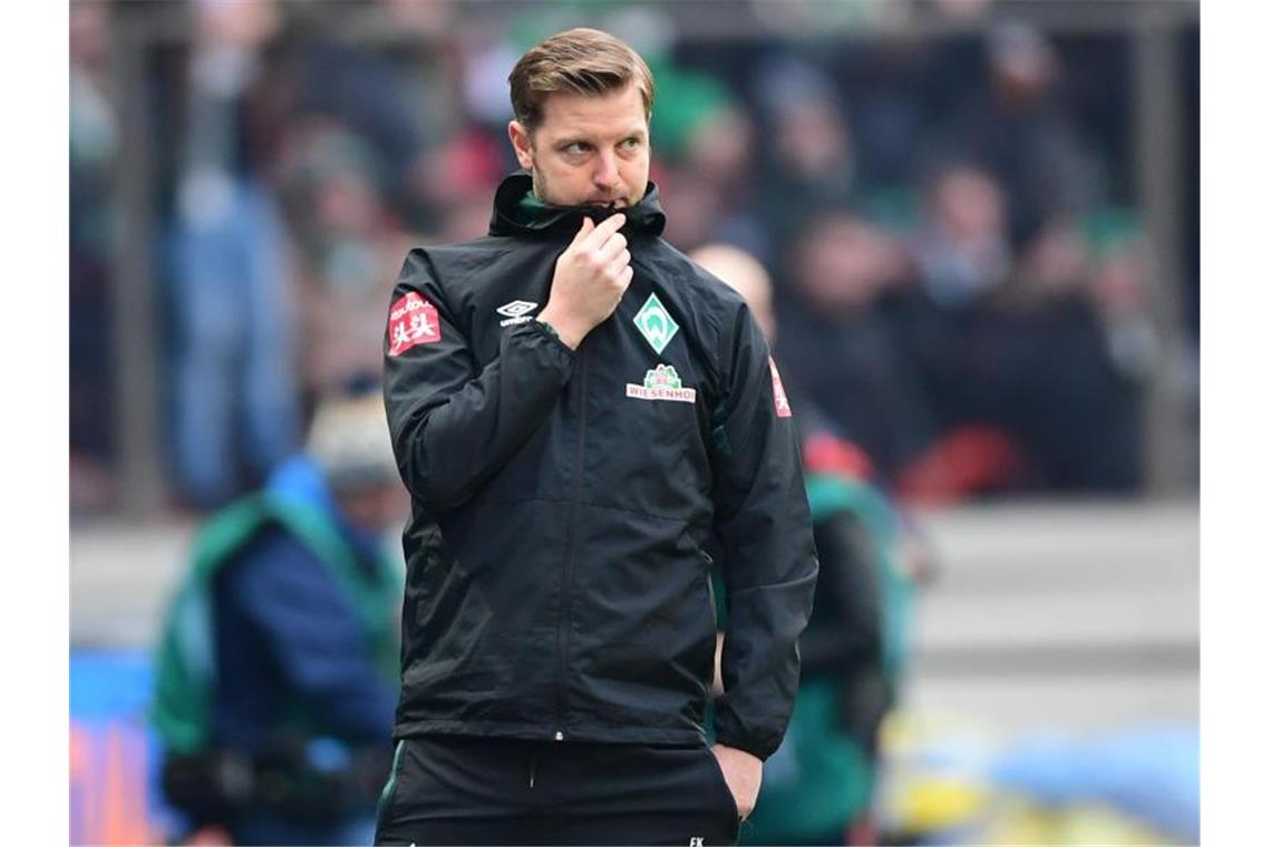 Trösten oder anschreien? Relegation nun das Werder-Ziel Das Team von Trainer Florian Kohfeldt verspielte in Berlin eine 2:0-Führung. Foto: Soeren Stache/dpa-Zentralbild/dpa