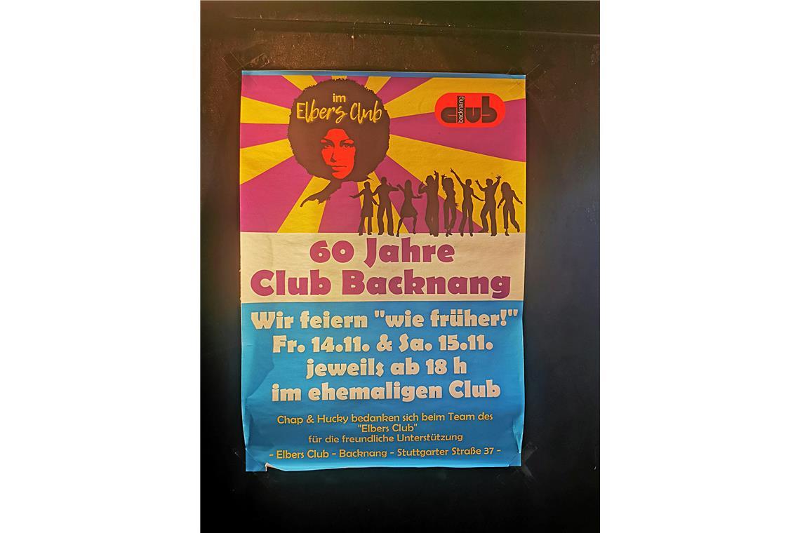 Das Veranstaltungsplakat am Eingang des ehemaligen Clubs in der Stuttgarter Stra...