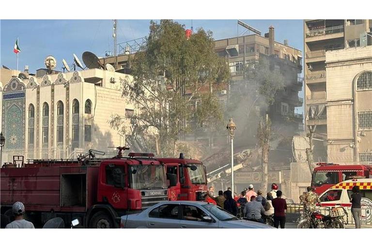Das zerstörte Gebäude auf dem Gelände der iranischen Botschaft in Damaskus.