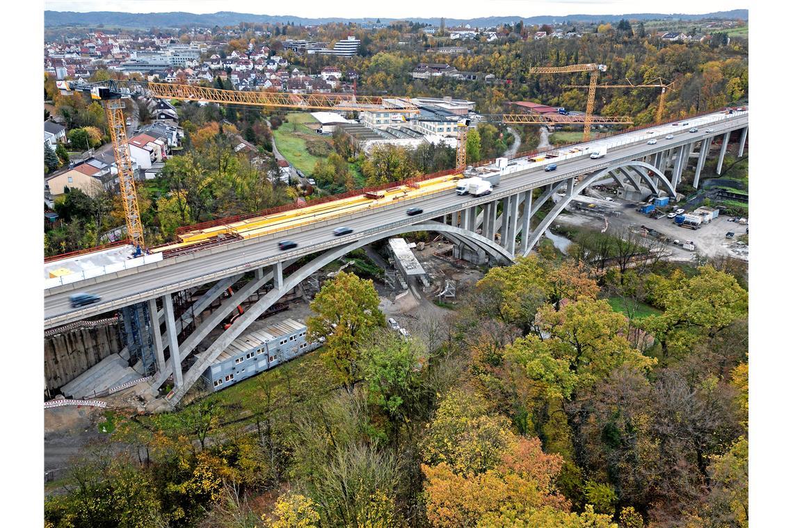 Das zweite Viadukt über das Murrtal bei Backnang wird nächstes Jahr fertig. Die ...