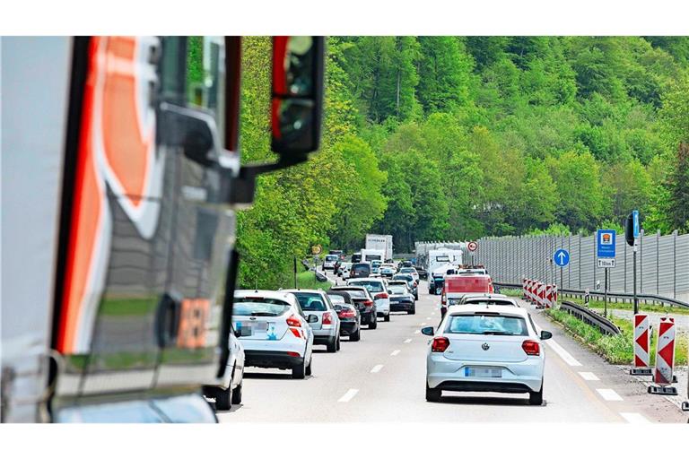 Dauerbaustelle am alten Albaufstieg der A8.