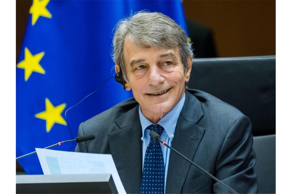 Russland verhängt Einreiseverbot gegen EU-Vertreter David Sassoli, Präsident des Europäischen Parlaments, während einer Plenarsitzung des Europäischen Parlaments in Brüssel. Foto: -/European Union/XinHua/dpa