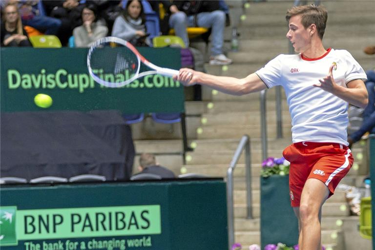 David Szintai hat im Februar 2019 für Ungarn in Frankfurt im Daviscup gegen Christian Kohlschreiber gespielt. Foto: Imago