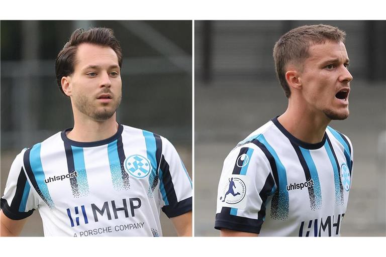 David Tomić (links) und Maximilian Zaiser tragen das Kickers-Trikot – und wie halten sie es mit dem „anderen Club“ aus Stuttgart?