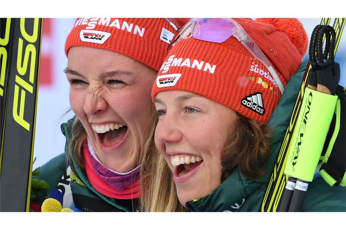 Denise Herrmann-Wick (links) und Laura Dahlmeier feierten gemeinsam große Erfolge (Archivbild).