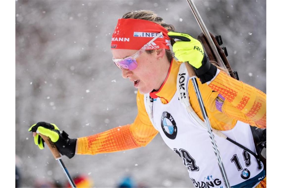 Deutsche Biathleten hoffen auf Medaille zum WM-Start Denise Herrmann will bei der Biathlon-WM erfolgreich sein. Foto: Matthias Balk/dpa