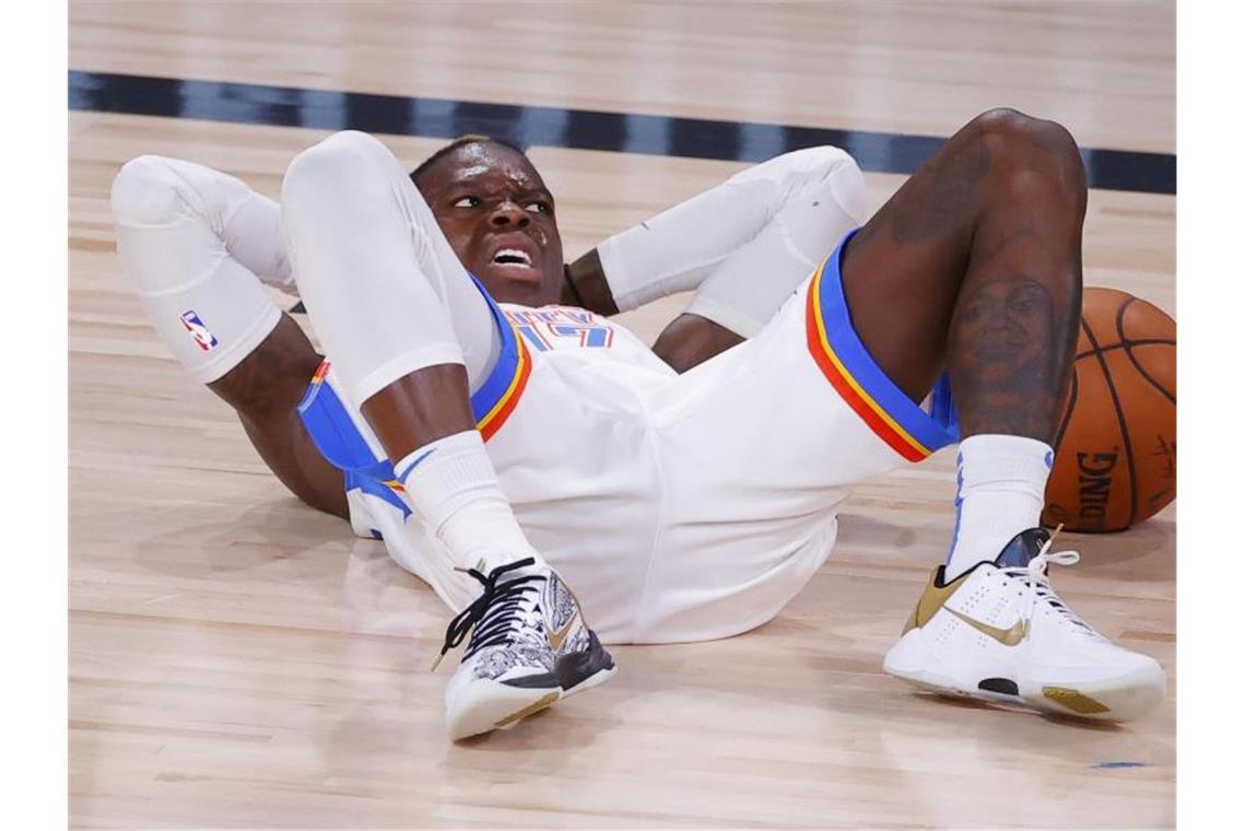 Dennis Schröder zeigt sich im Spiel gegen die Houston Rockets in guter Form. Foto: Kevin C. Cox/Pool Getty Images/AP/dpa