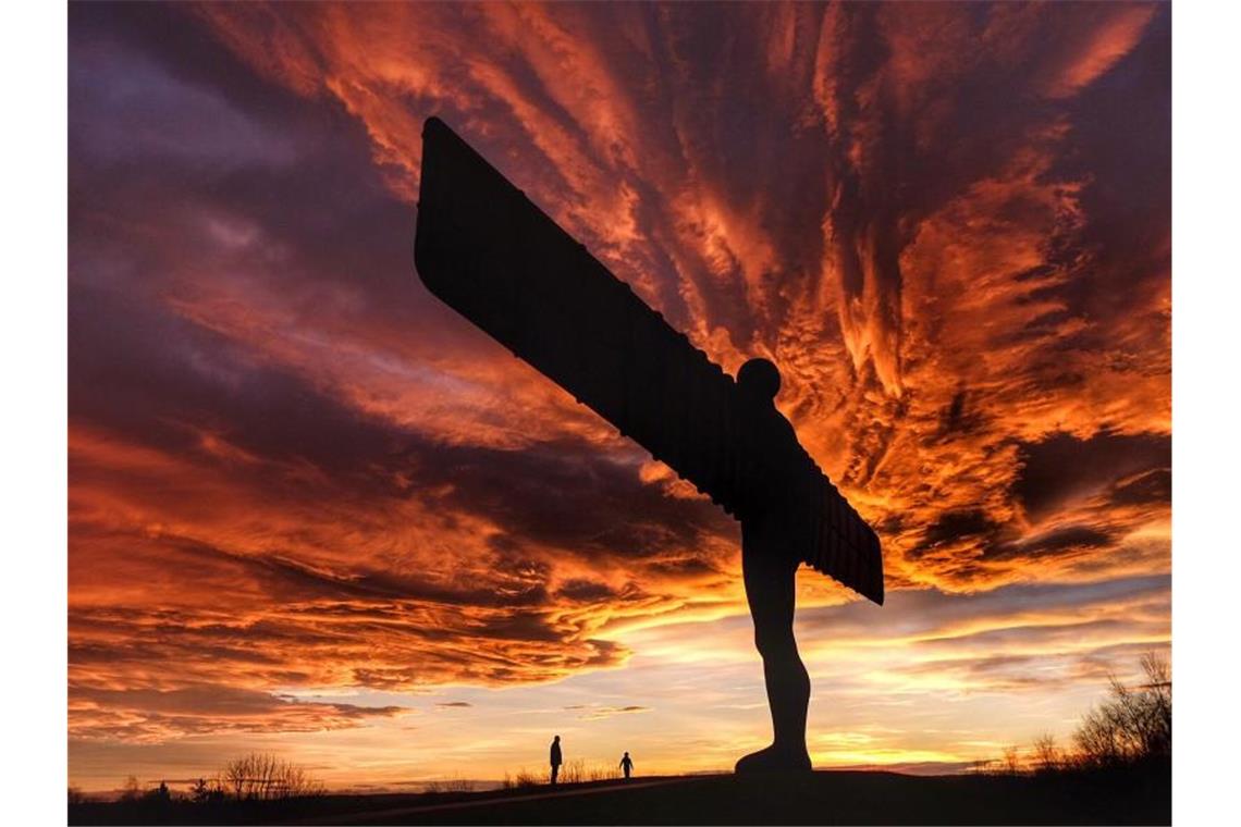 Der 20 Meter hohe „Engel des Nordens“ des britischen Bildhauers Antony Gormley. Foto: Owen Humphreys/PA Wire/dpa/Archivbild