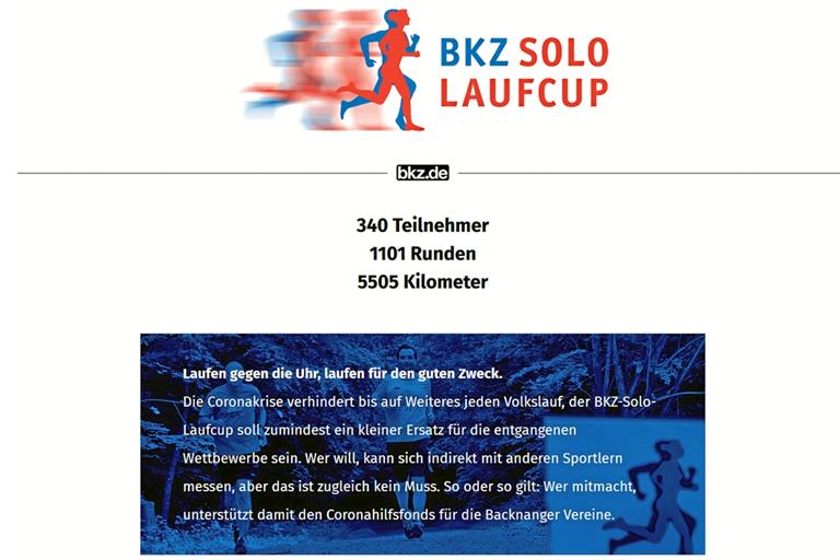 Der aktuelle Stand beim BKZ-Solo-Laufcup ist genau zu sehen. Foto: Screenshot