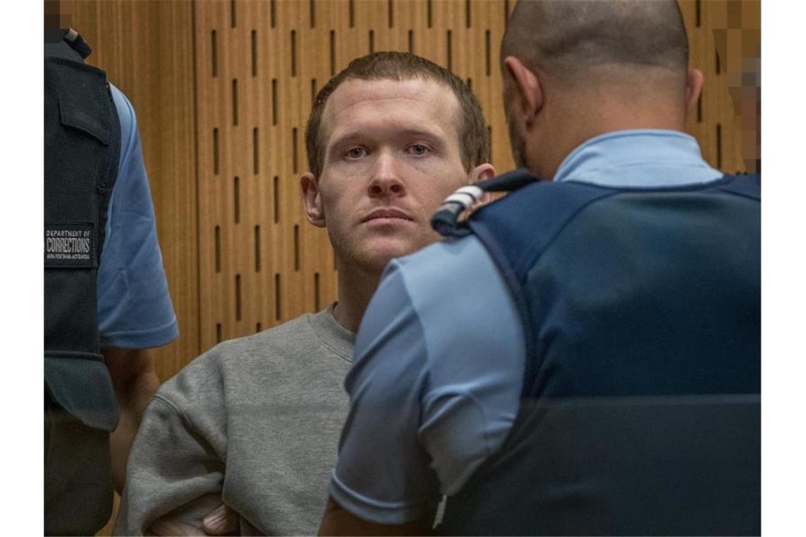 Christchurch: Opfer wenden sich an Attentäter Der Angeklagte Brenton Tarrant erscheint vor dem Obersten Gerichtshof. Foto: John Kirk-Anderson/Fairfax/dpa