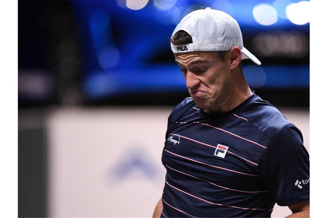 Der Argentinier Schwartzman verzieht nach einem Punktverlust das Gesicht - im Finale unterlag er Zverev mit 2:6, 1:6. Foto: Jonas Güttler/dpa