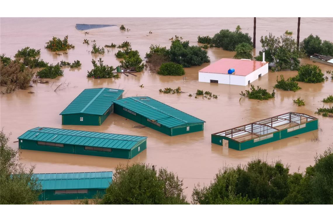 Der Atlantiksturm "Leonardo" hat mit Starkregen und Orkanböen Überschwemmungen in Portugal und wie hier in Südspanien ausgelöst.