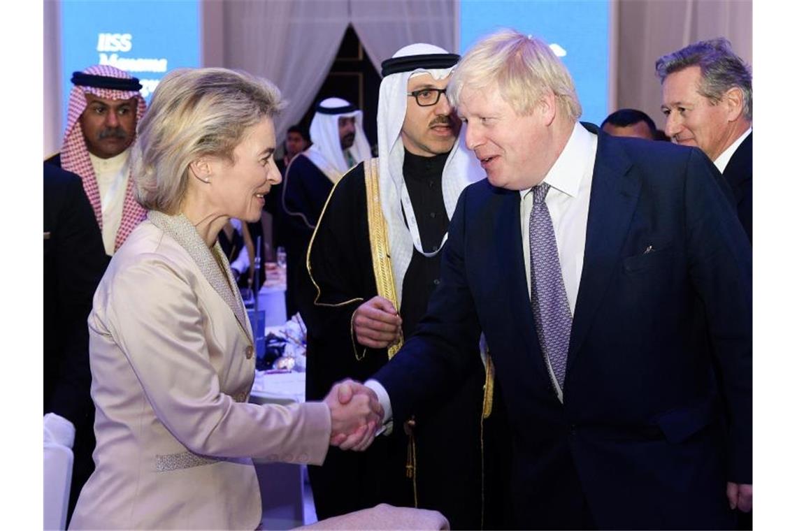 Brexit: Von der Leyen drängt Johnson zum Einlenken Der Austritt Großbritanniens aus der Europäischen Union ist das Thema, wenn EU-Kommissionspräsidentin Ursula von der Leyen den britischen Premierminister Boris Johnson in London trifft. Foto: Rainer Jensen/dpa