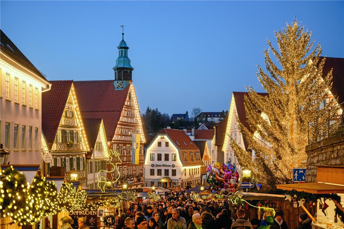 Der Backnanger Weihnachtsmarkt ist am kommenden Samstag von 11 bis 22 Uhr und am Sonntag von 11 bis 20 Uhr geöffnet. Foto: Stephan Haase