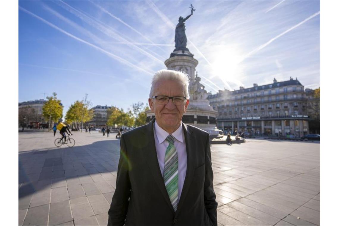 Der baden-württembergische Ministerpräsident Winfried Kretschmann (Bündnis 90/Die Grünen) in Paris. Foto: Jana Hoeffner/Staatsministerium Baden-Württemberg/dpa