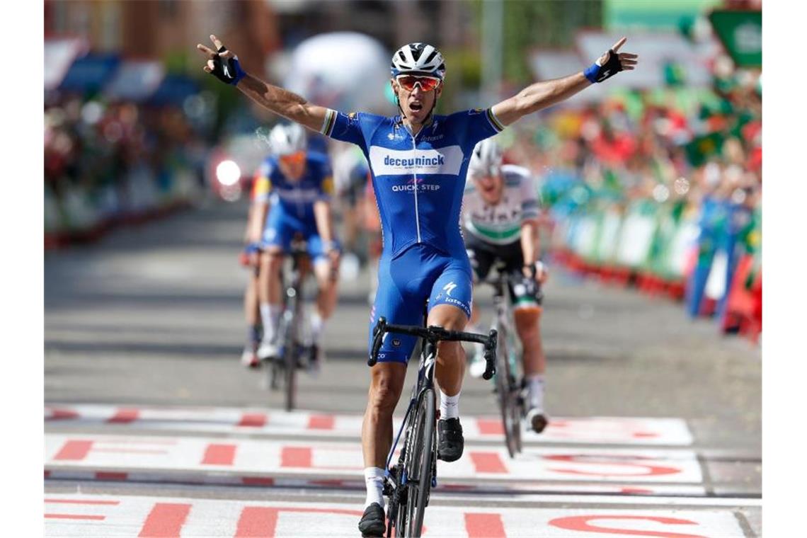 Gilbert holt zweiten Etappensieg bei der Vuelta Der Belgier Philippe Gilbert feiert seinen Etappensieg in Guadalajara. Foto: Yuzuru Sunada/BELGA