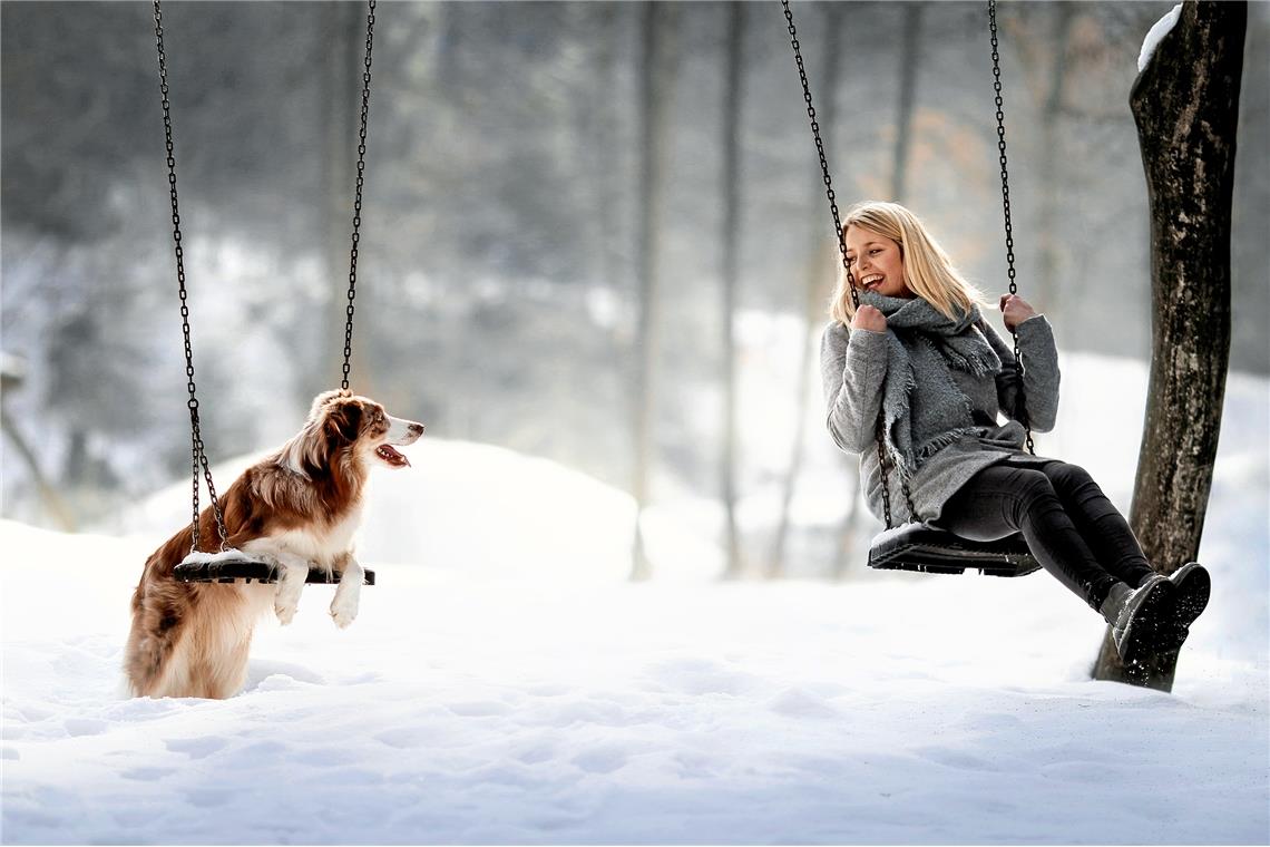 Der besondere Moment auf der Schaukel zwischen Hund und Besitzerin bringt Charlo...