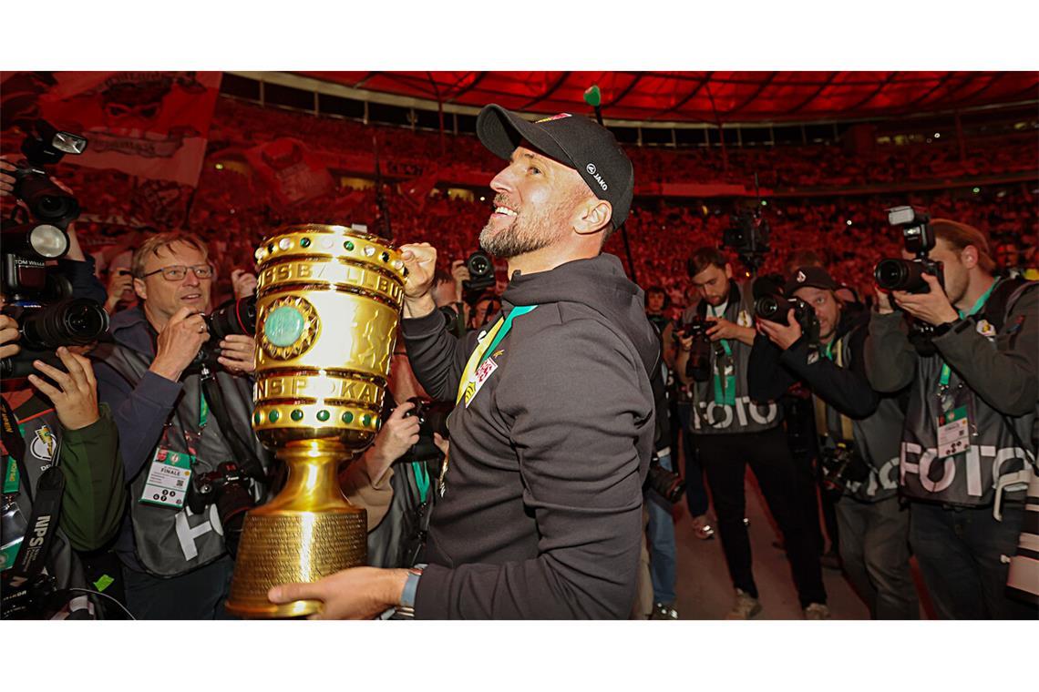 Der bisherige Höhepunkt der Ära Sebastian Hoeneß beim VfB: der Pokalsieg in Berlin am 24. Mai 2025