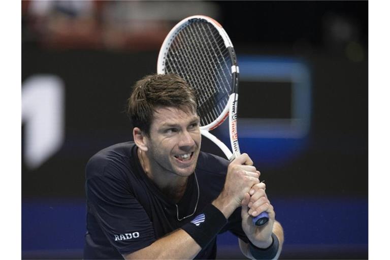 Der Brite Cameron Norrie in Aktion gegen den Amerikaner Taylor Fritz. Foto: Steve Christo/AP/dpa