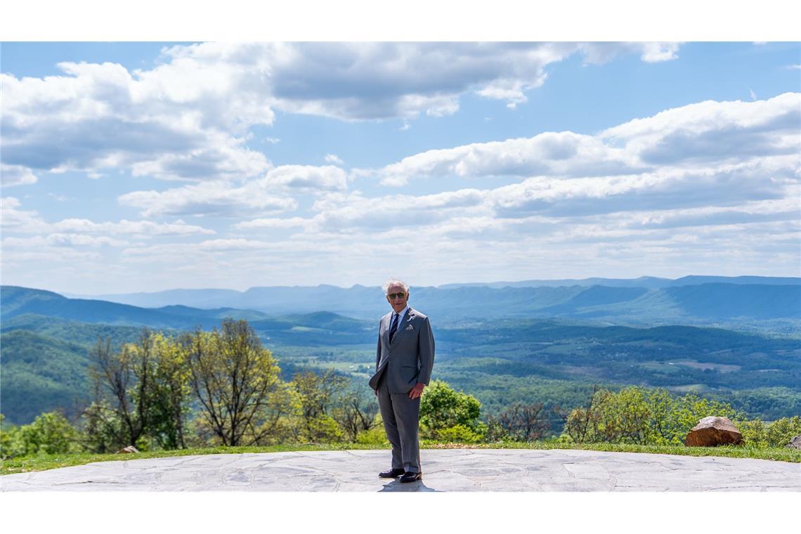 Der britische König Charles III. wird mit dem Shenandoah National Park im Hintergrund bei seinem Besuch in den USA fotografiert.