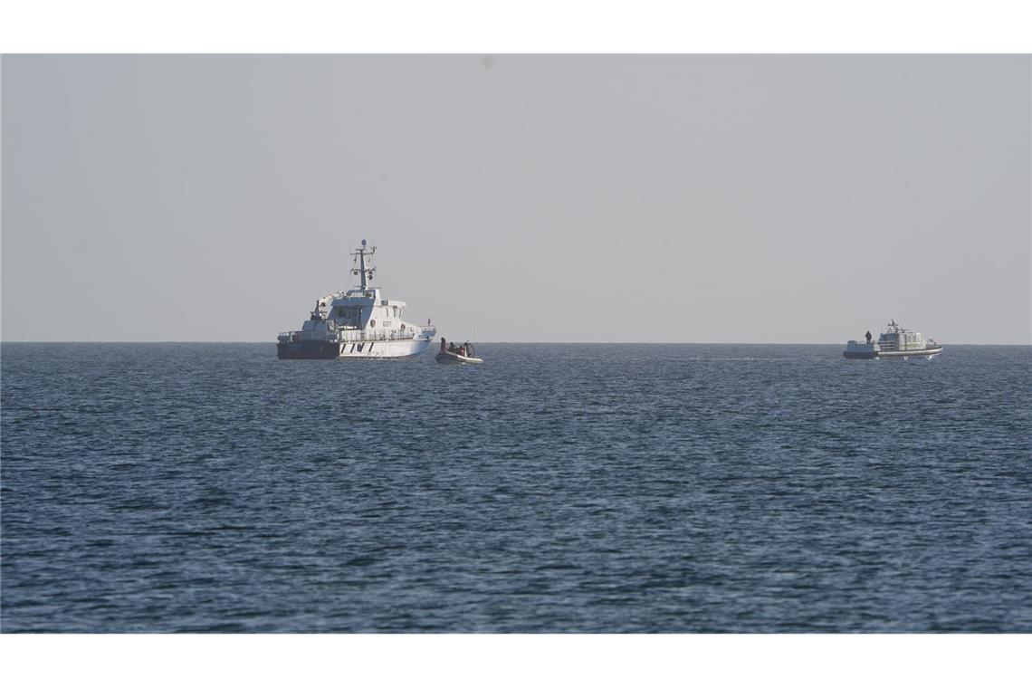 Der Buckelwal wird von mehreren Schiffen begleitet.