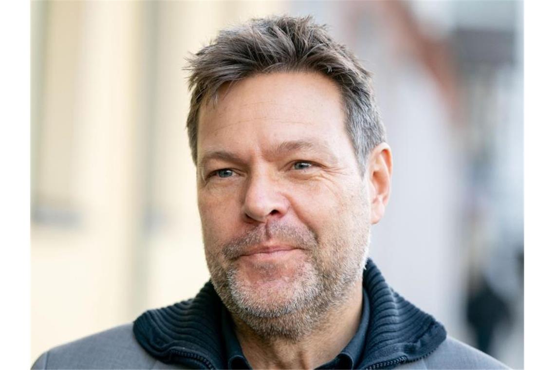 Habeck will Kinder aus griechischen Flüchtlingslagern holen Der Bundesvorsitzender von Bündnis 90/Die Grünen, Robert Habeck, spricht vor einer Sitzung seiner Partei zu Medienvertretern. Foto: Kay Nietfeld/dpa