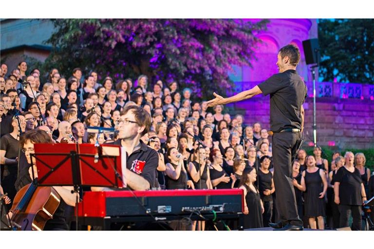 Der Chor Gospel im Osten bei einem Konzert im Park der Villa Berg