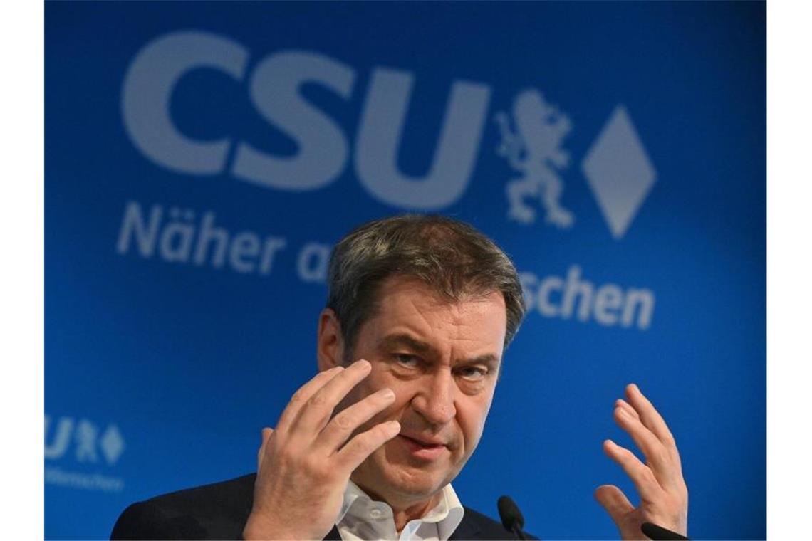 CSU überlässt Entscheidung über Kanzlerkandidatur der CDU Der CSU-Chef und bayerische Ministerpräsident Markus Söder gibt nach dem CSU-Präsidium eine Pressekonferenz. Foto: Peter Kneffel/dpa-Pool/dpa