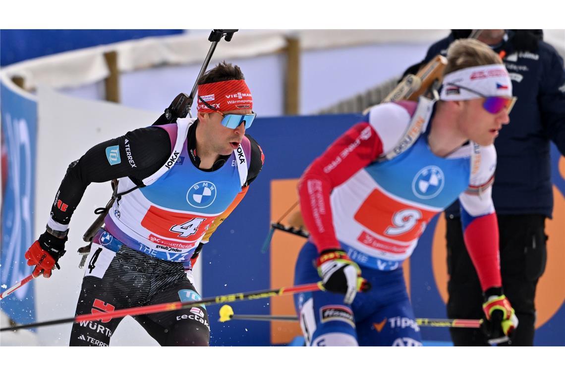 Deutsche Männerstaffel gewinnt Bronze - Biathletinnen Fünfte Der deutsche Startläufer Phlipp Nawrath auf der Strecke.