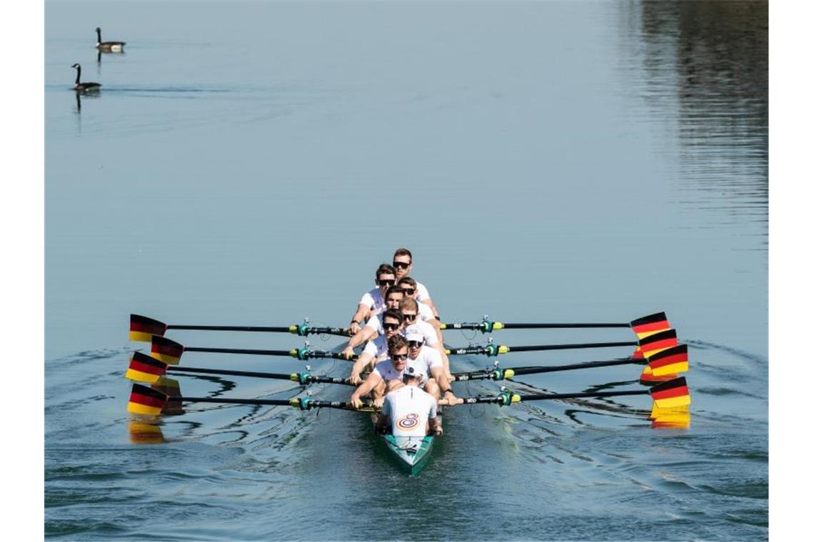 DRV-Boote überzeugen bei Olympia - Achter im Finale Der Deutschland-Achter ist in Tokio ins Finale gerudert. Foto: Bernd Thissen/dpa