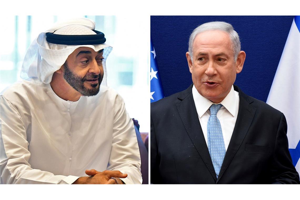 Der emiratische Präsident Mohammed bin Sajid (l) und der israelische Ministerpräsident Benjamin Netanjahu. (Archivbild)
