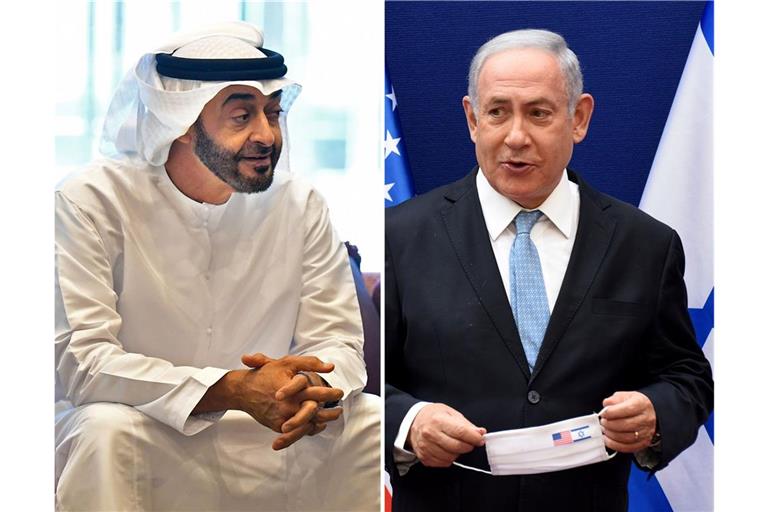 Der emiratische Präsident Mohammed bin Sajid (l.) und der israelische Ministerpräsident Benjamin Netanjahu.