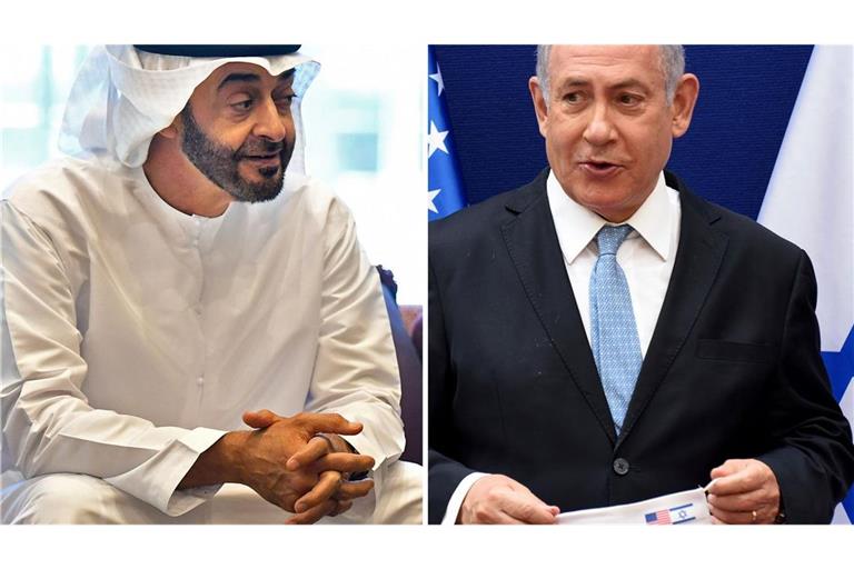 Der emiratische Präsident Mohammed bin Sajid (l) und der israelische Ministerpräsident Benjamin Netanjahu. (Archivbilder)