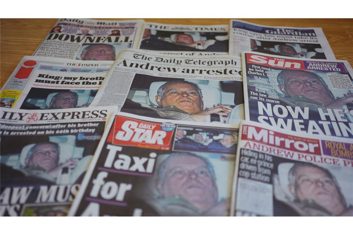 Der Fall Andrew bestimmt in Großbritannien die Titelseiten.