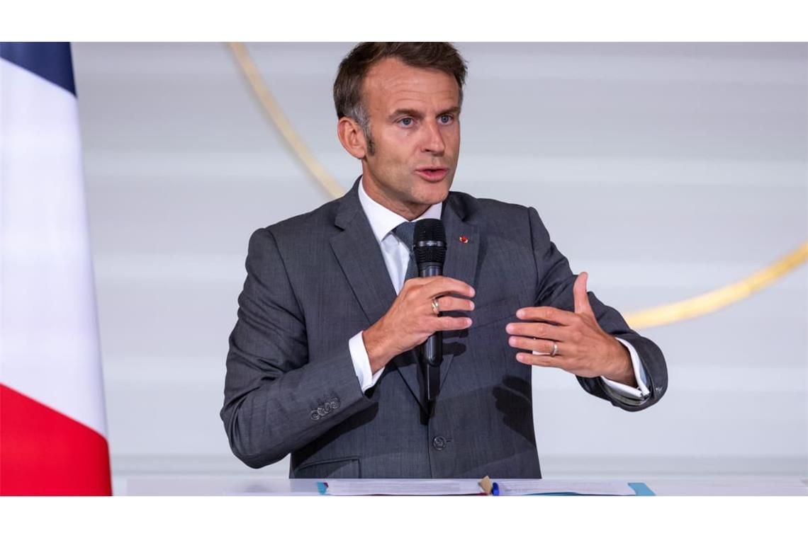Der französische Präsident Emmanuel Macron bei einer Rede im Élysée-Palast.