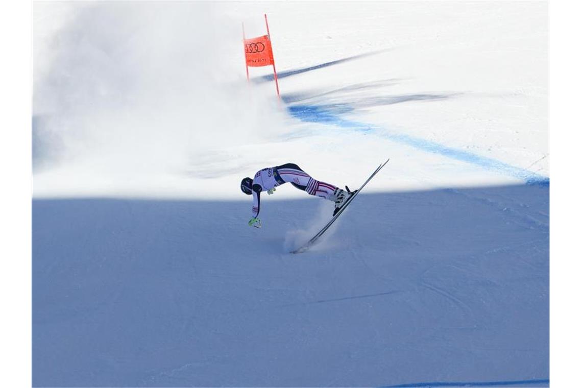 Silber-Stars, Doppel-Gold: Momente und Gesichter der Ski-WM Der Franzose Muzaton Maxence konnte einen schlimmen Sturz gerade so vermeiden. Foto: Luca Tedeschi/LPS via ZUMA Wire/dpa