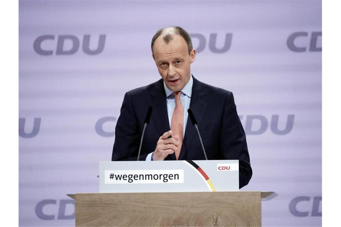 Der frühere Vorsitzende der Unionsfraktion und Kandidat um den Parteivorsitz, Friedrich Merz, spricht beim digitalen Bundesparteitag der CDU. Foto: Michael Kappeler/dpa