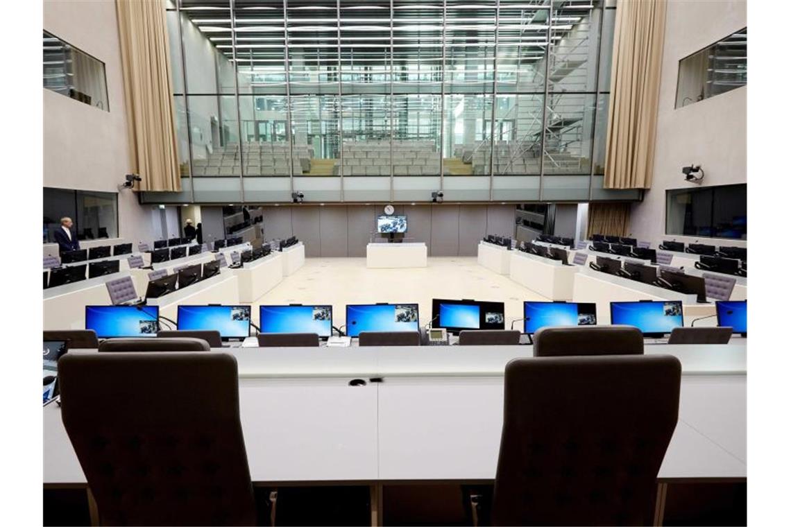 Der Gerichtssaal des Internationalen Strafgerichtshofes in Den Haag. Foto: Martijn Beekman/ANP/dpa/Archivbild