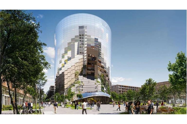 Der IPAI soll ein neues Zentrum für KI werden. Einen ersten Eindruck liefert die Visualisierung der Architekten.