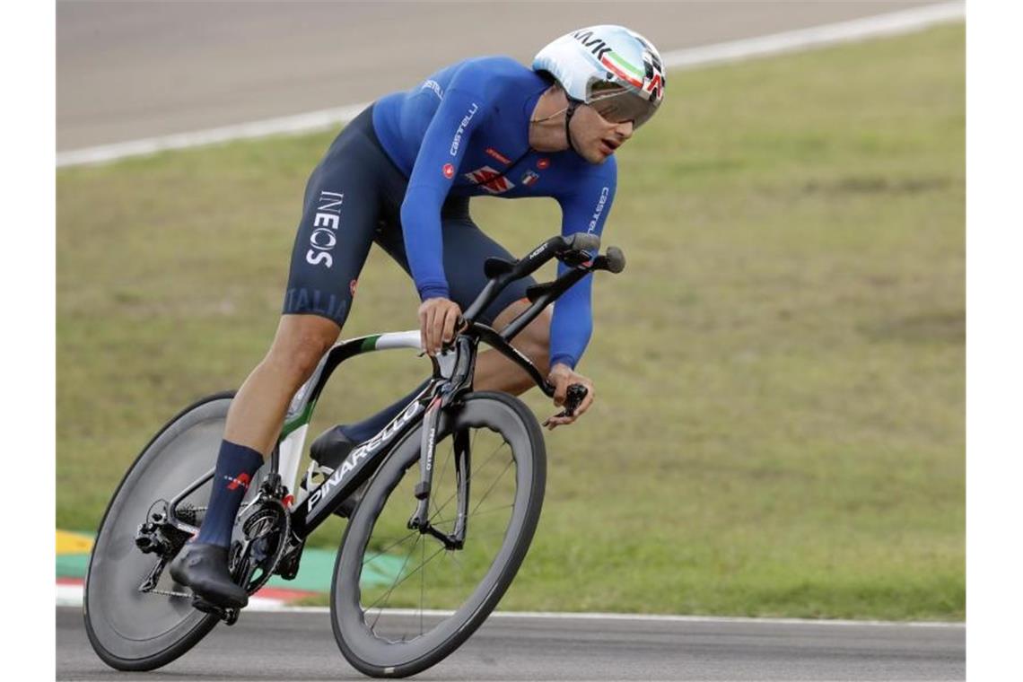 BDR-Team droht medaillenlose WM - Ganna auf Zeitfahr-Thron Der Italiener Filippo Ganna fuhr in Imola am Schnellsten. Foto: Andrew Medichini/AP/dpa