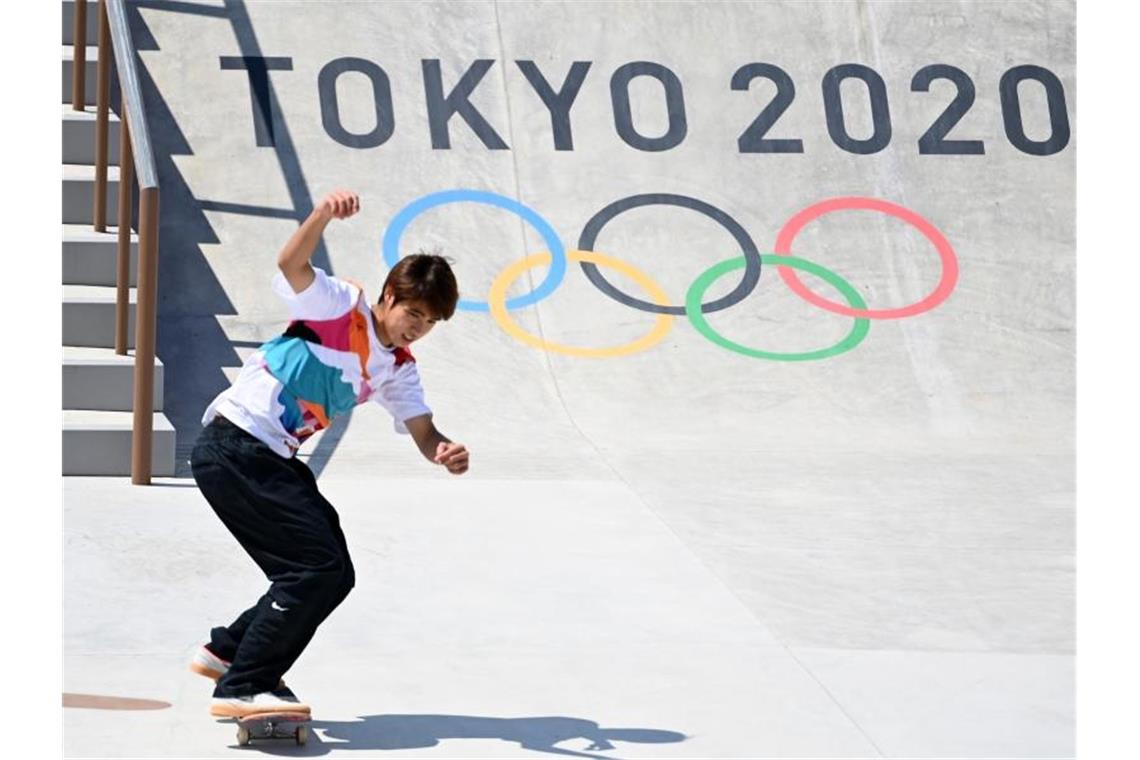 Japans Goldrausch rettet Olympia-Machern den Spiele-Start Der Japaner Yuto Horigome gewann die Skateboard-Premiere. Foto: Marijan Murat/dpa