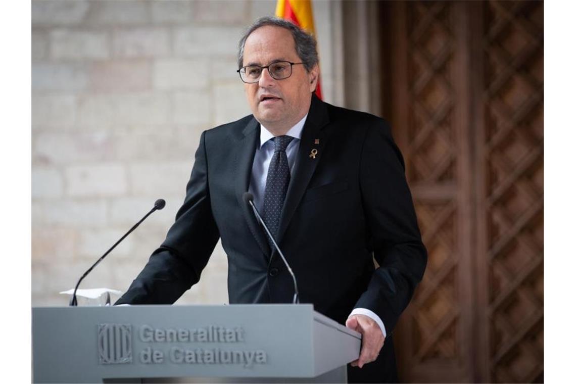 Der katalanische Regionalpräsident Torra hat mit der Ankündigung von Neuwahlen auf eine Regierungskrise in der spanischen Konfliktregion reagiert. Foto: David Zorrakino/Europa Press/dpa