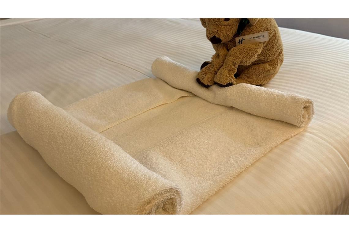 Der kleine Stoffhund Jack macht sich auch im Housekeeping nützlich, wie Hotelmitarbeiter in Posts zeigen.
