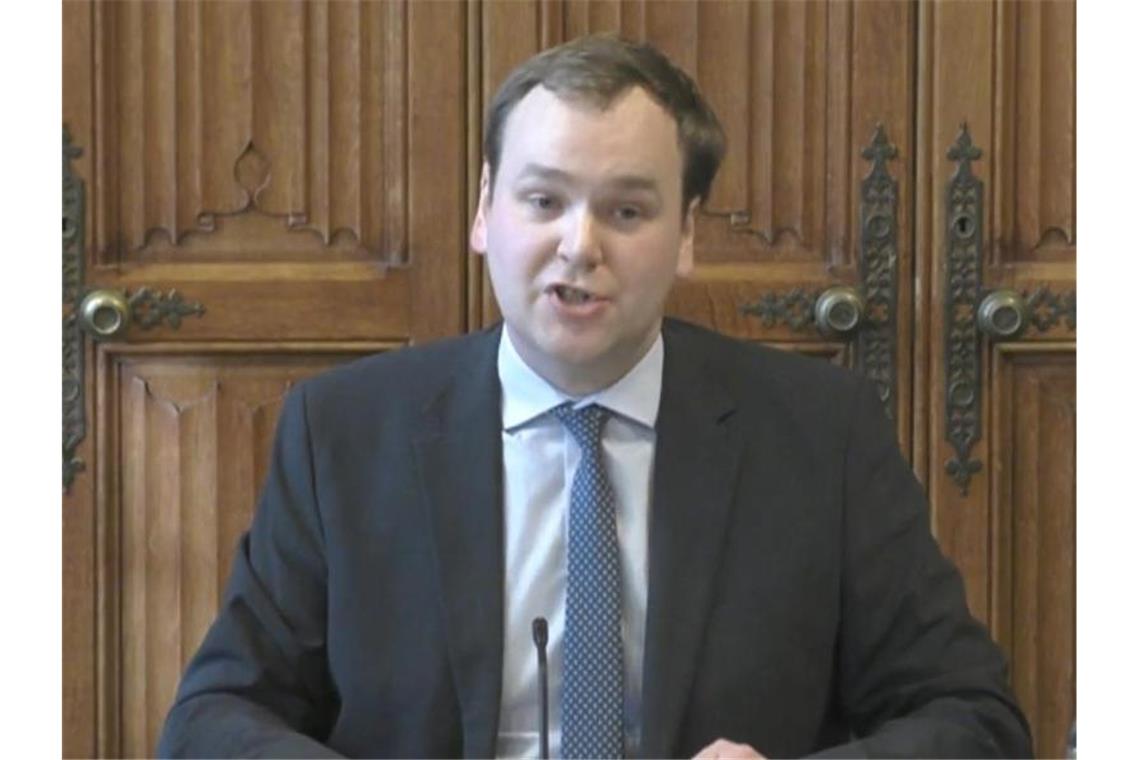 Erpressung von britischen Abgeordneten? Der konservative Abgeordnete William Wragg will bei der Polizei aussagen. Foto: Parliament TV/PA/dpa
