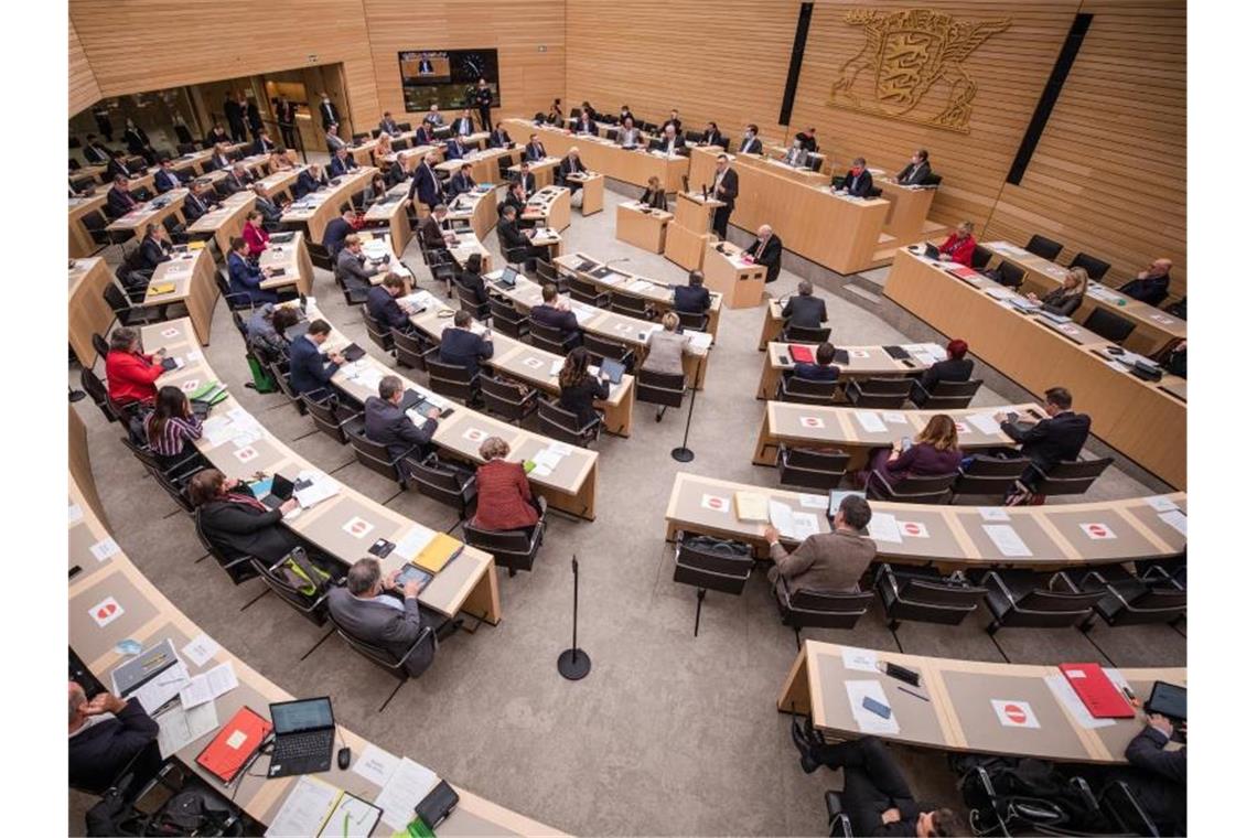 Der Landtag von Baden-Württemberg bei einer Sitzung im Plenarsaal. Foto: Christoph Schmidt/dpa/Archiv