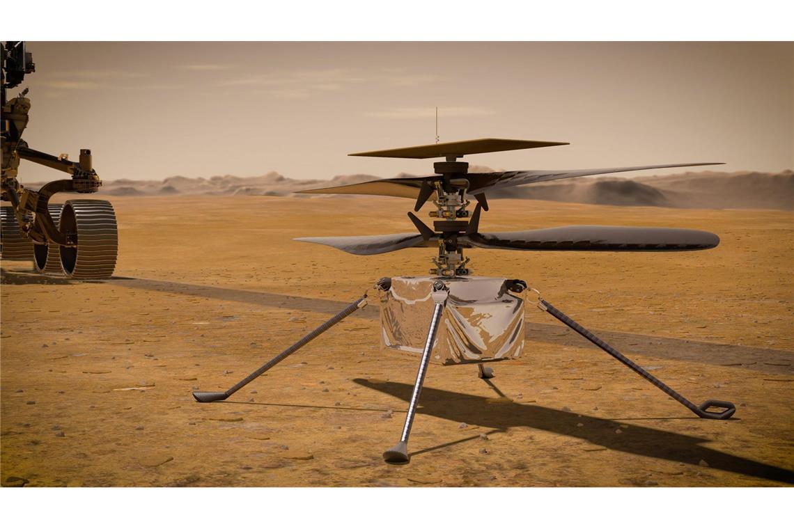 Der Mars-Hubschrauber "Ingenuity" war im Februar 2021 mit dem Rover "Perseverance" auf dem Mars gelandet.