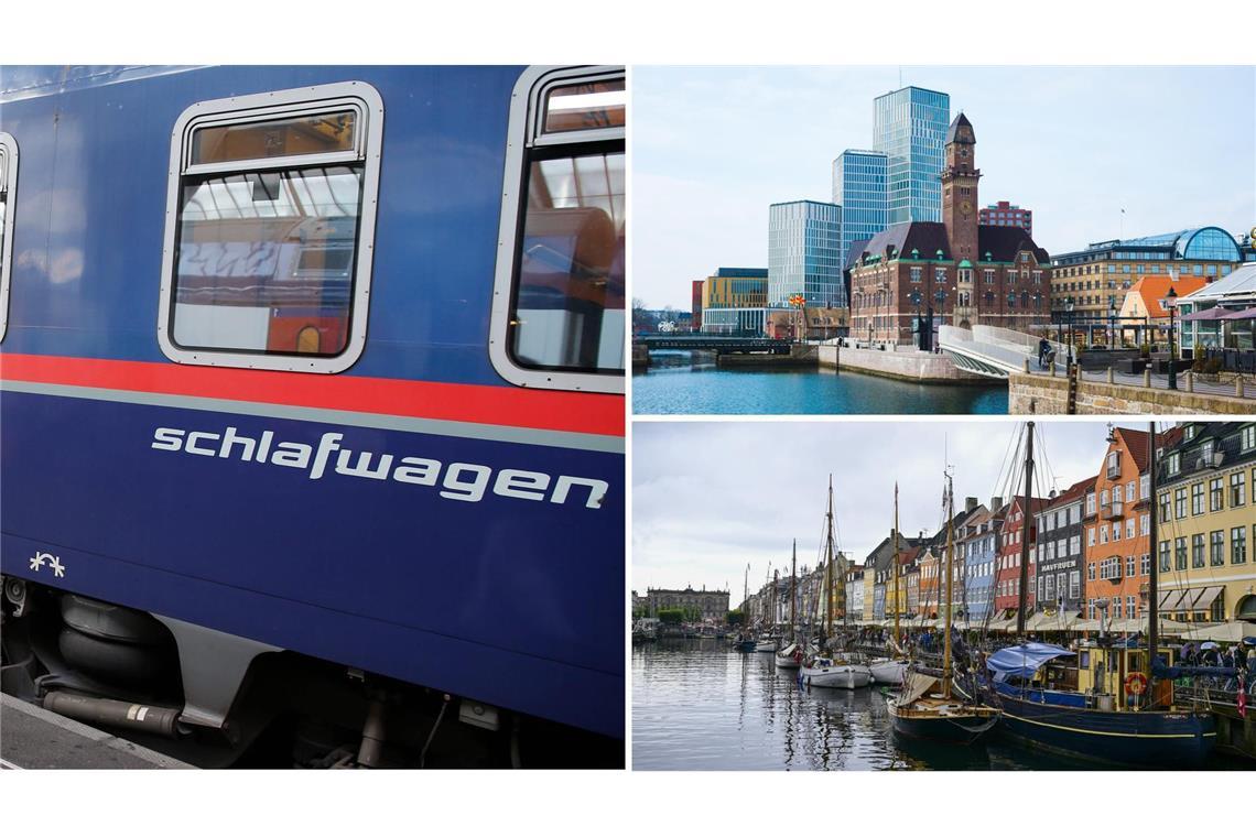 Der Nachtzug soll im April von Basel bis nach Kopenhagen (rechts unten) und Malmö fahren (rechts oben) – mit drei Stopps in Baden-Württemberg.